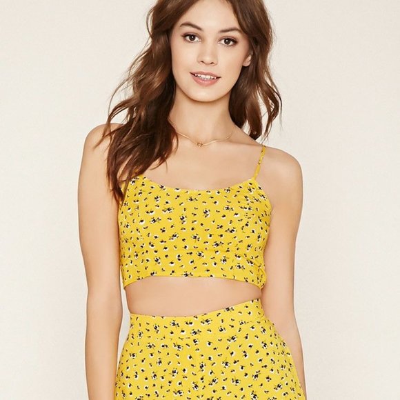 mini scoop neck crop top floral yell… - Picture 2 of 7